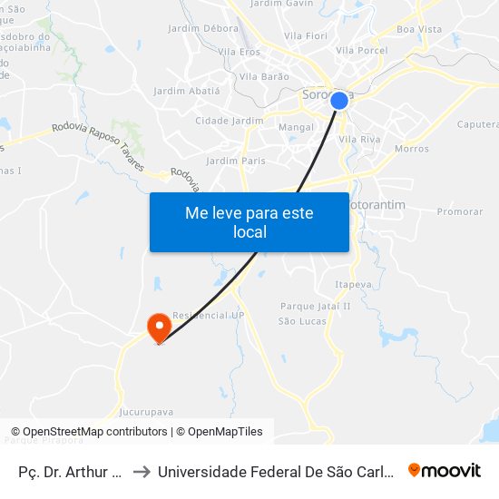 Pç. Dr. Arthur Fajardo, 43 to Universidade Federal De São Carlos - Campus Sorocaba map