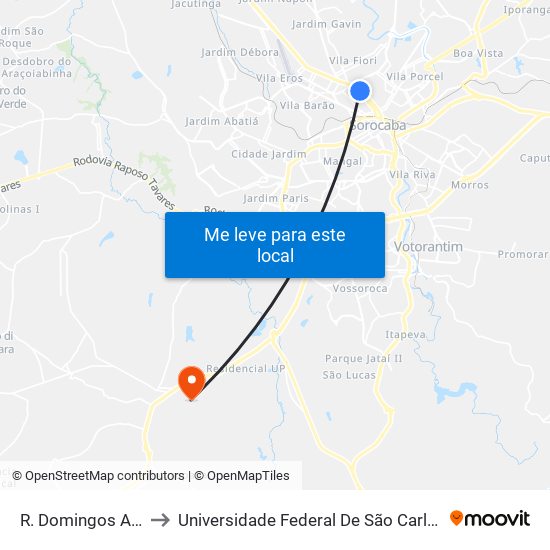 R. Domingos Angelotti, 25 to Universidade Federal De São Carlos - Campus Sorocaba map