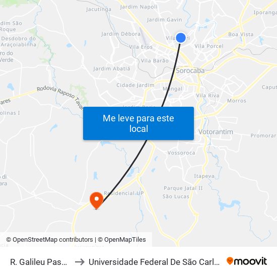 R. Galileu Pasquinelli, 188 to Universidade Federal De São Carlos - Campus Sorocaba map