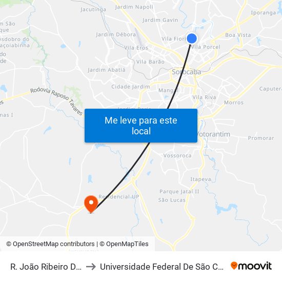 R. João Ribeiro De Barros, 1000 to Universidade Federal De São Carlos - Campus Sorocaba map