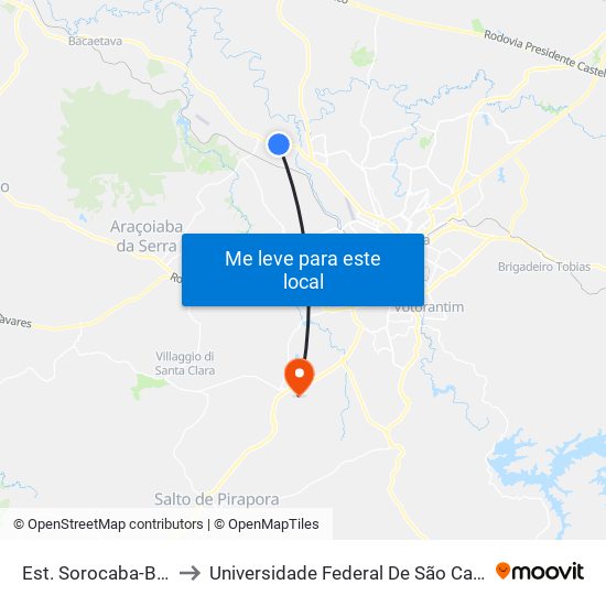 Est. Sorocaba-Boituva, 11395 to Universidade Federal De São Carlos - Campus Sorocaba map