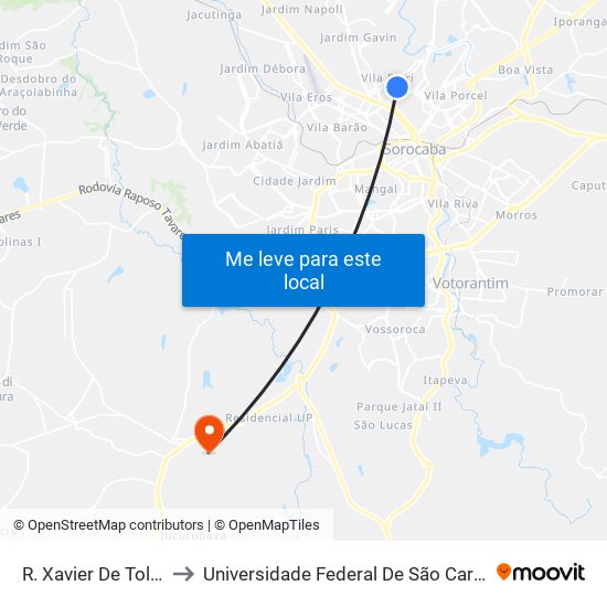 R. Xavier De Toledo, Nº 206. to Universidade Federal De São Carlos - Campus Sorocaba map