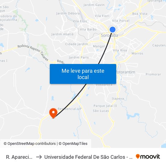 R. Aparecida, 190 to Universidade Federal De São Carlos - Campus Sorocaba map