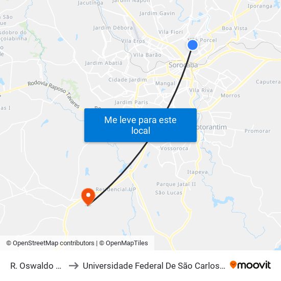 R. Oswaldo Cruz, 116 to Universidade Federal De São Carlos - Campus Sorocaba map