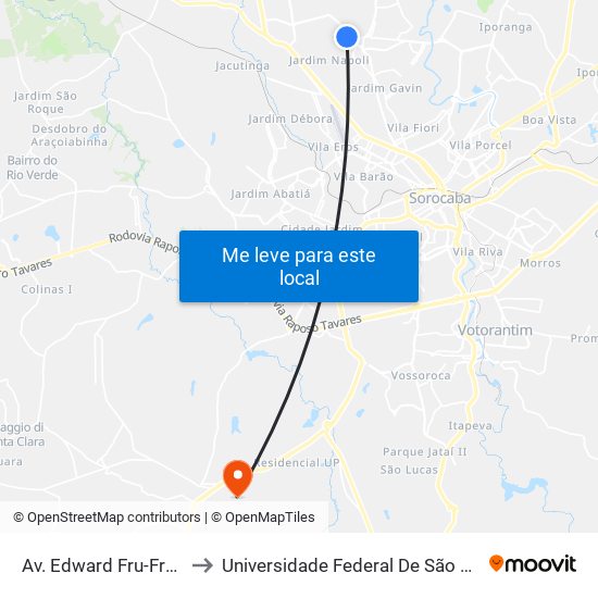 Av. Edward Fru-Frú M. Da Silva, 452 to Universidade Federal De São Carlos - Campus Sorocaba map