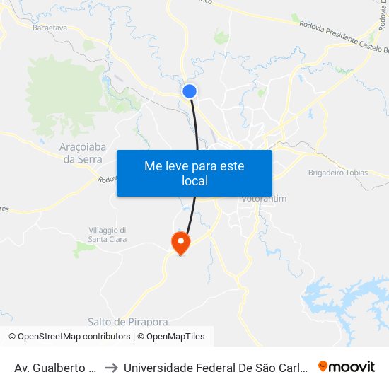 Av. Gualberto Moreira, Sn to Universidade Federal De São Carlos - Campus Sorocaba map