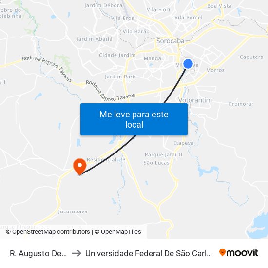 R. Augusto De Assis, 198 to Universidade Federal De São Carlos - Campus Sorocaba map