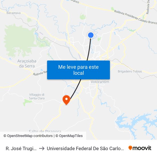 R. José Trugilano, 615 to Universidade Federal De São Carlos - Campus Sorocaba map