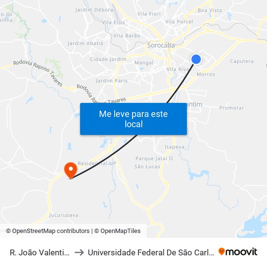 R. João Valentino Joel, 475 to Universidade Federal De São Carlos - Campus Sorocaba map