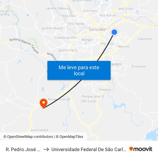 R. Pedro José Senger, 764 to Universidade Federal De São Carlos - Campus Sorocaba map