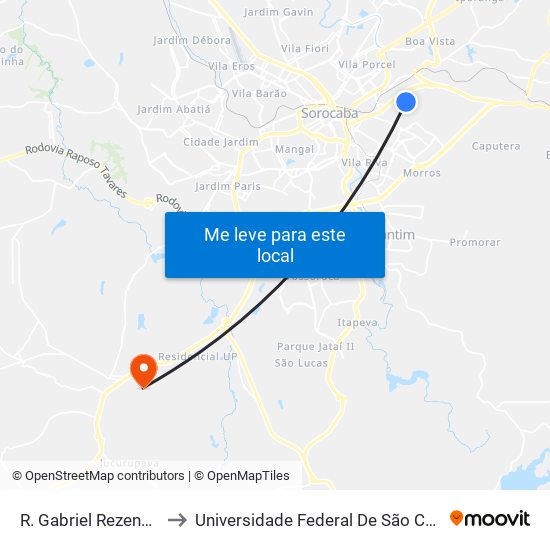 R. Gabriel Rezende Passos, 268 to Universidade Federal De São Carlos - Campus Sorocaba map