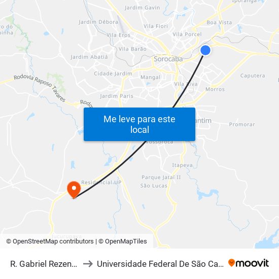 R. Gabriel Rezende Passos, 62 to Universidade Federal De São Carlos - Campus Sorocaba map