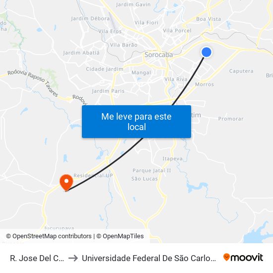 R. Jose Del Cistia, 333 to Universidade Federal De São Carlos - Campus Sorocaba map