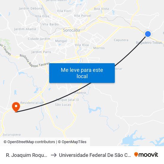 R. Joaquim Roque De Oliveira, 60 to Universidade Federal De São Carlos - Campus Sorocaba map