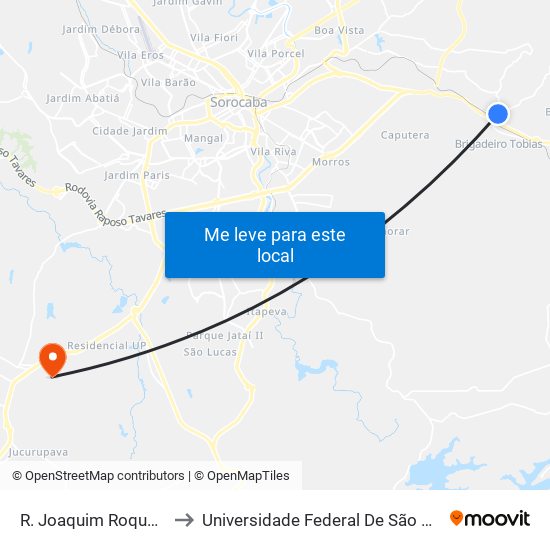 R. Joaquim Roque De Oliveira, 208 to Universidade Federal De São Carlos - Campus Sorocaba map