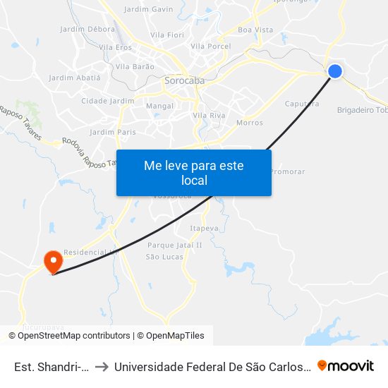 Est. Shandri-Lá, 1401 to Universidade Federal De São Carlos - Campus Sorocaba map