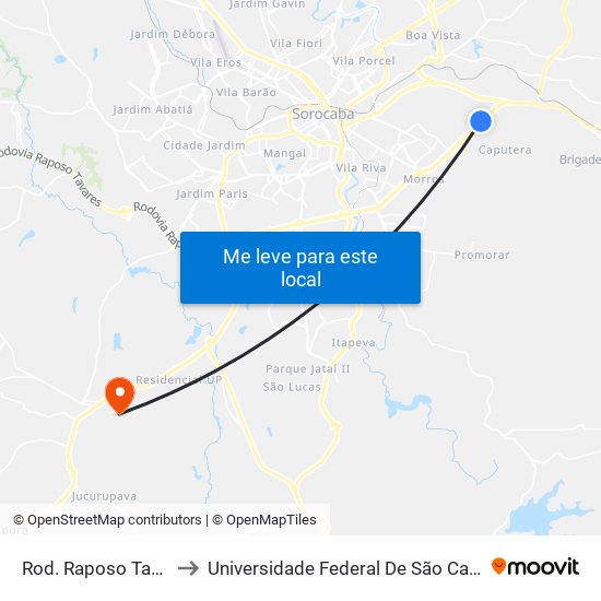 Rod. Raposo Tavares, Km93,5 to Universidade Federal De São Carlos - Campus Sorocaba map