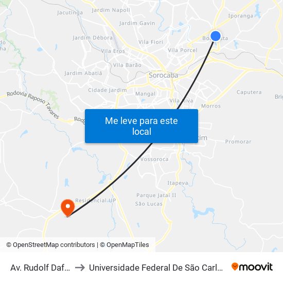 Av. Rudolf Daffernner, Sn to Universidade Federal De São Carlos - Campus Sorocaba map