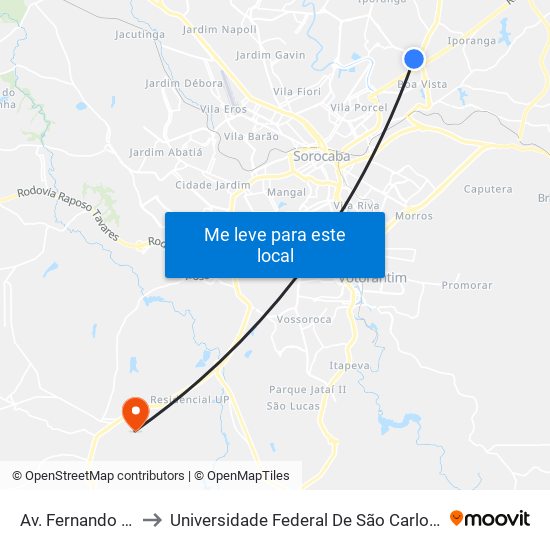 Av. Fernando Stecca, Sn to Universidade Federal De São Carlos - Campus Sorocaba map