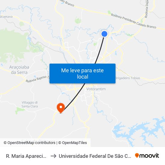 R. Maria Aparecida P. Rossi, 362 to Universidade Federal De São Carlos - Campus Sorocaba map