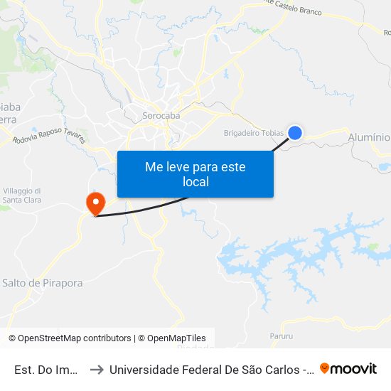 Est. Do Império, 14 to Universidade Federal De São Carlos - Campus Sorocaba map