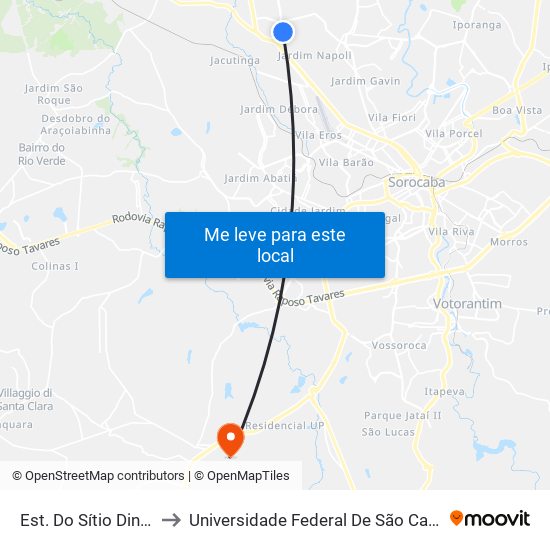 Est. Do Sítio Dinorah Rosa, Sn to Universidade Federal De São Carlos - Campus Sorocaba map