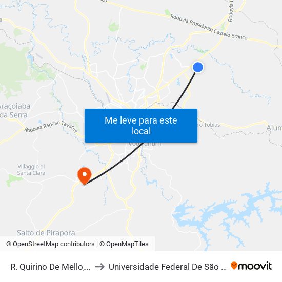 R. Quirino De Mello, Defronte Nº 1192. to Universidade Federal De São Carlos - Campus Sorocaba map