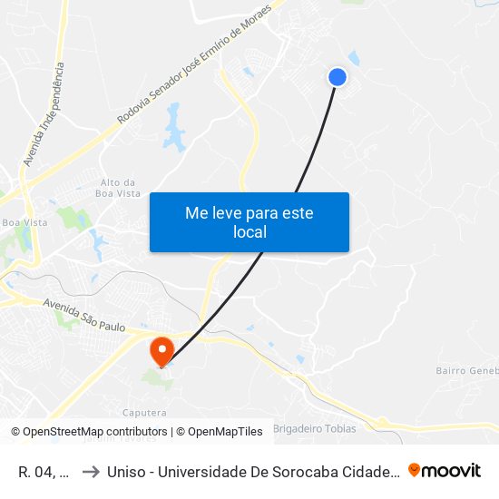 R. 04, S/N° to Uniso - Universidade De Sorocaba Cidade Universitária map