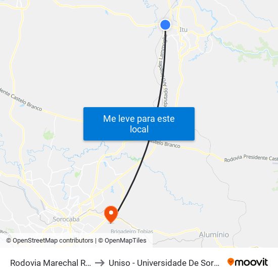 Rodovia Marechal Rondon, 2094-2222 to Uniso - Universidade De Sorocaba Cidade Universitária map