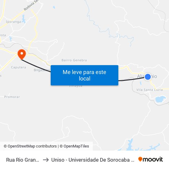 Rua Rio Grande Do Sul to Uniso - Universidade De Sorocaba Cidade Universitária map