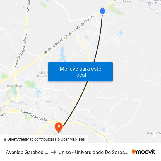 Avenida Garabed Gananiam, 514 to Uniso - Universidade De Sorocaba Cidade Universitária map