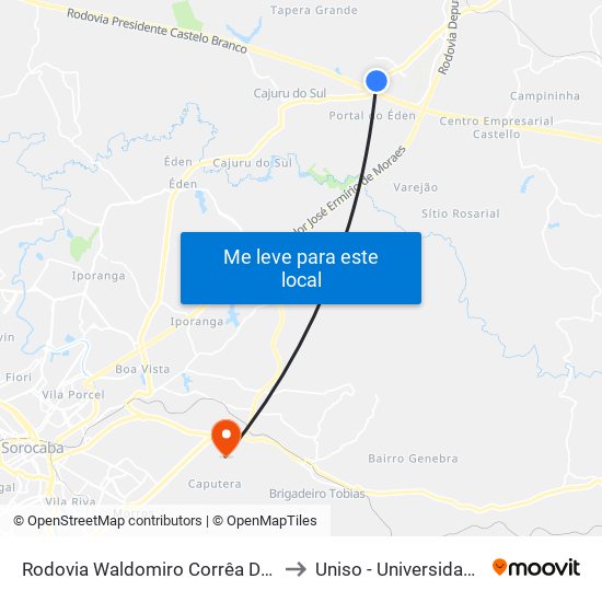 Rodovia Waldomiro Corrêa De Camargo 2300 - Jardim Novo Mundo Itu - SP Brasil to Uniso - Universidade De Sorocaba Cidade Universitária map