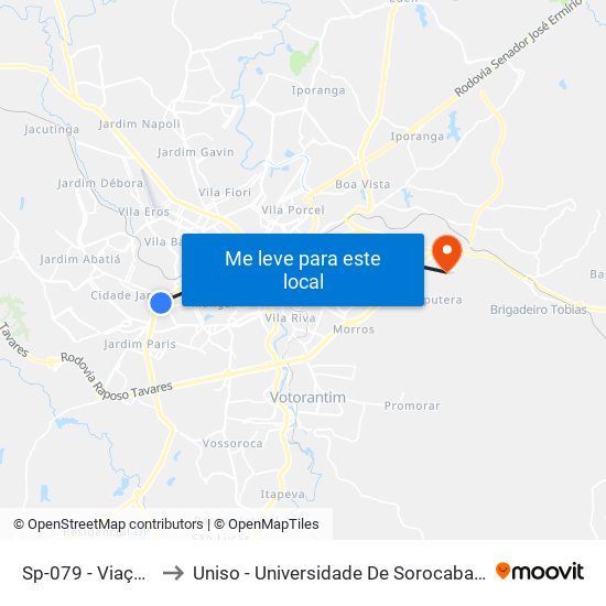 Sp-079 - Viação Cometa to Uniso - Universidade De Sorocaba Cidade Universitária map