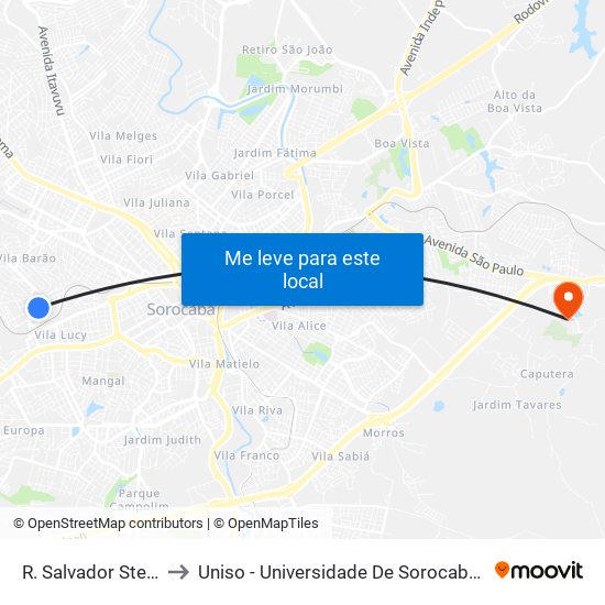 R. Salvador Stefanelli, 197 to Uniso - Universidade De Sorocaba Cidade Universitária map