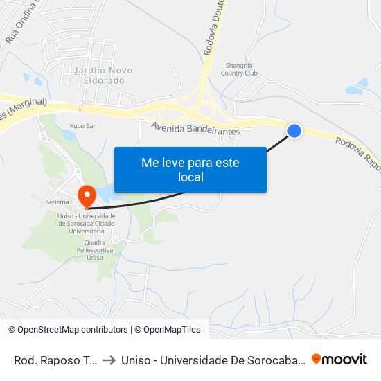 Rod. Raposo Tavares, Sn to Uniso - Universidade De Sorocaba Cidade Universitária map