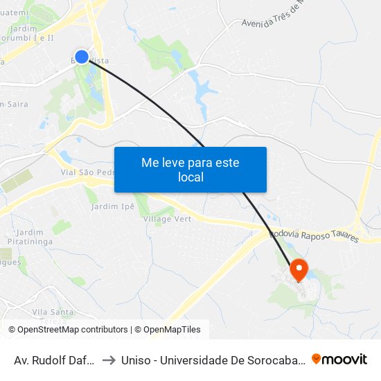 Av. Rudolf Daffernner, Sn to Uniso - Universidade De Sorocaba Cidade Universitária map