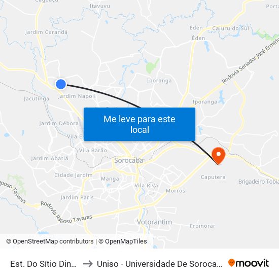 Est. Do Sítio Dinorah Rosa, Sn to Uniso - Universidade De Sorocaba Cidade Universitária map