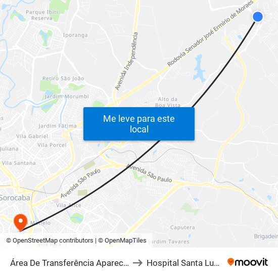 Área De Transferência Aparecidinha to Hospital Santa Lucinda map