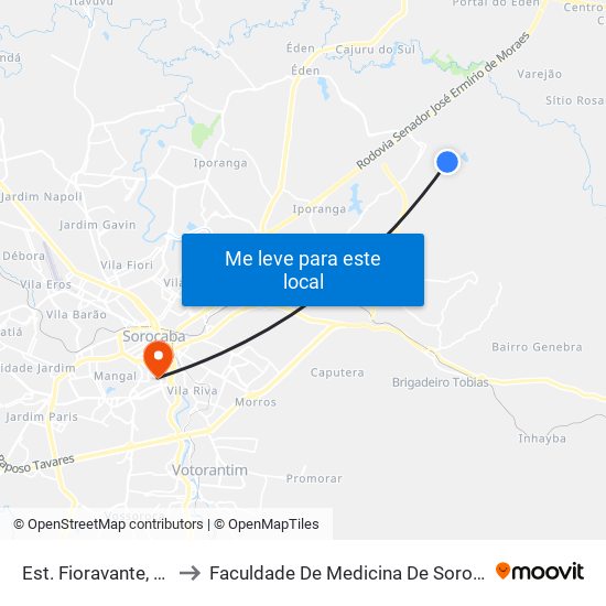 Est. Fioravante, S/N to Faculdade De Medicina De Sorocaba map