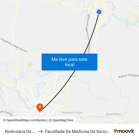 Rodoviária De Itu to Faculdade De Medicina De Sorocaba map