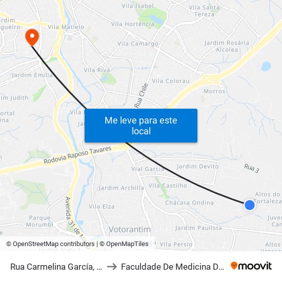 Rua Carmelina García, 622-1042 to Faculdade De Medicina De Sorocaba map