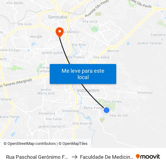 Rua Paschoal Gerônimo Fornazari, 787-793 to Faculdade De Medicina De Sorocaba map