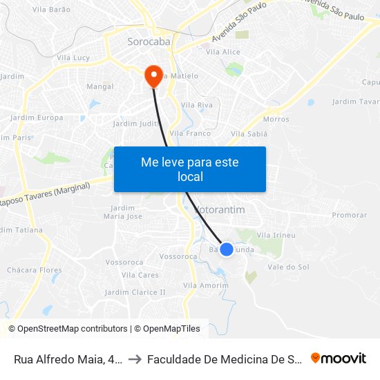 Rua Alfredo Maia, 40-112 to Faculdade De Medicina De Sorocaba map