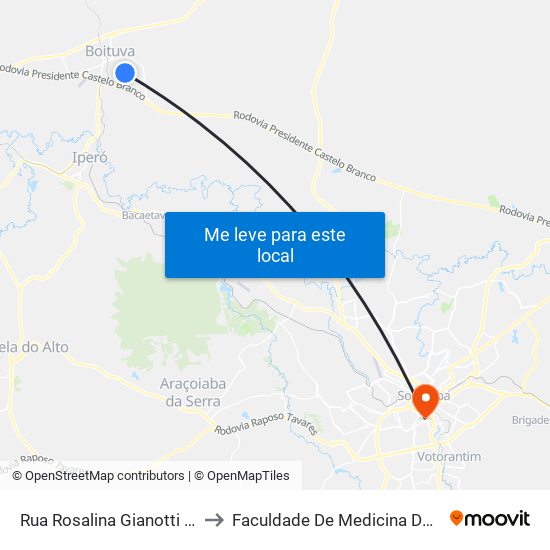 Rua Rosalina Gianotti Nogueira to Faculdade De Medicina De Sorocaba map