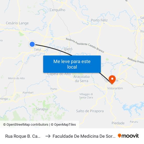 Rua Roque B. Campos to Faculdade De Medicina De Sorocaba map