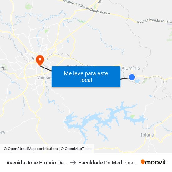 Avenida José Ermírio De Moraes, 267 to Faculdade De Medicina De Sorocaba map