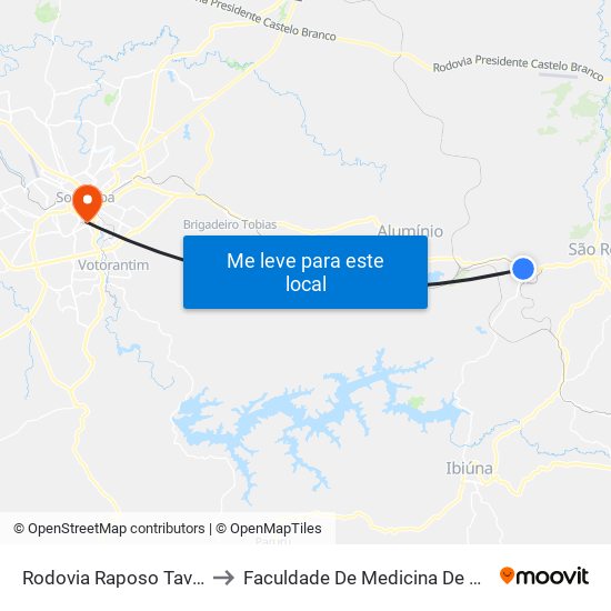 Rodovia Raposo Tavares, 1 to Faculdade De Medicina De Sorocaba map