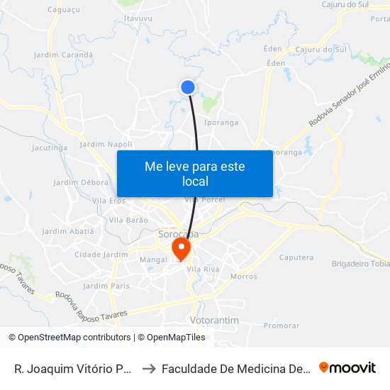 R. Joaquim Vitório Pereira, 75 to Faculdade De Medicina De Sorocaba map