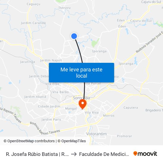 R. Josefa Rúbio Batista | R. Izaura Lima Bono to Faculdade De Medicina De Sorocaba map