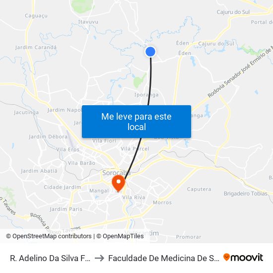 R. Adelino Da Silva Ferreira to Faculdade De Medicina De Sorocaba map